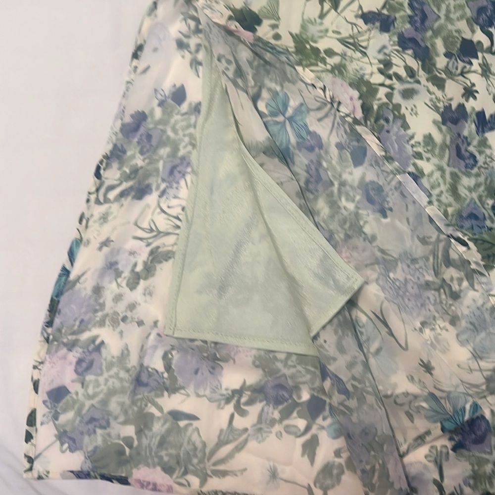 NWT Cider szXXS Floral purple green white spaghetti strap side zip dress - Picture 13 of 15